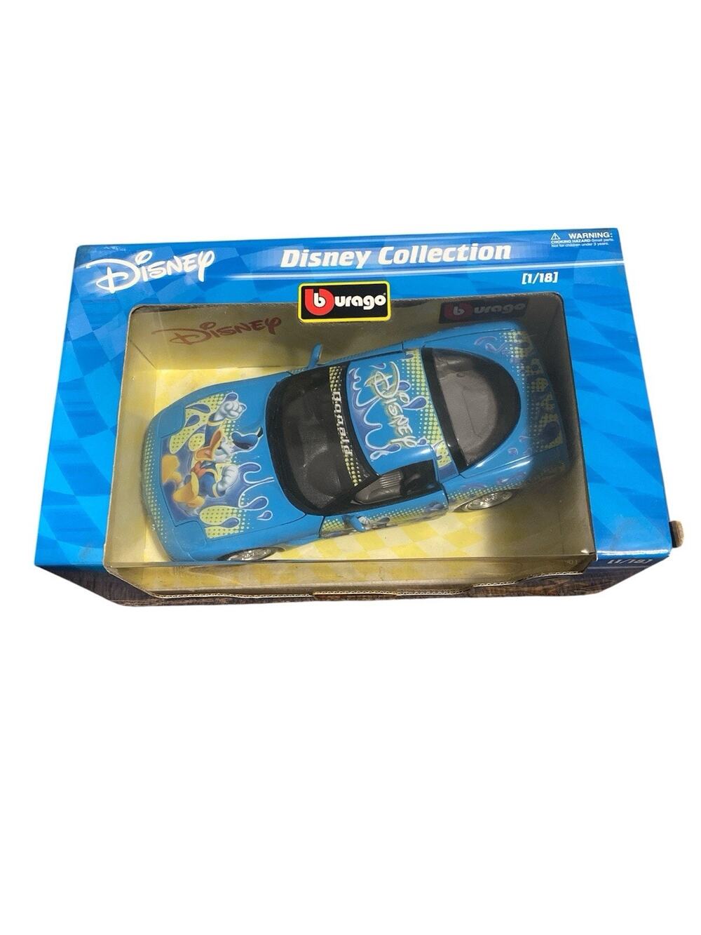 Burago Disney Collection Donald Duck Blue Print Corvette Car NEW in Box